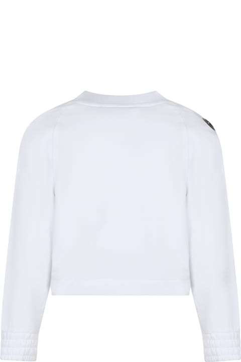 ガールズ DKNYのニットウェア＆スウェットシャツ DKNY White Cropped Sweatshirt For Girl With Logo