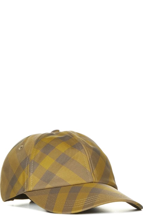 Hats for Men Burberry Check Motif Dark Grey Baseball Cap