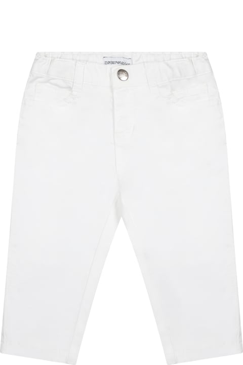 Bottoms for Baby Girls Emporio Armani White Trousers For Baby Boy With Logo