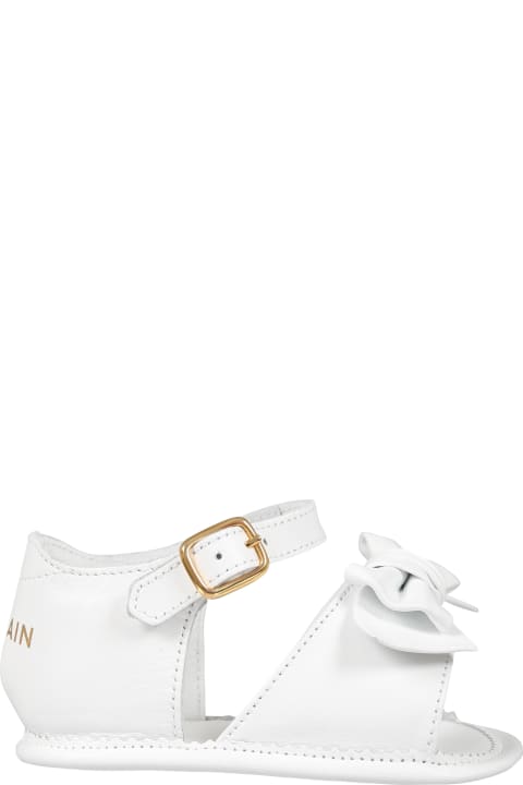 White Sandals For Baby Girl With Logo