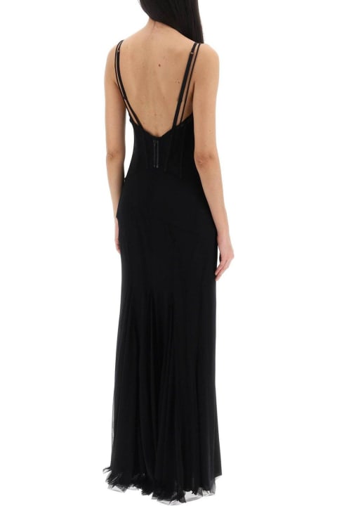 Dolce & Gabbana Dresses for Women Dolce & Gabbana V-neck Tulle Maxi Dress