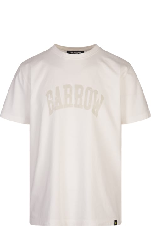 Barrow for Men Barrow White T-shirt With Lettering And Graphic Print With Smile