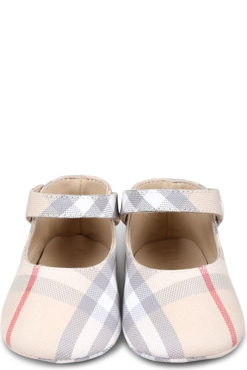 Fashion for Girls Burberry Beige Mary Jane Ballet Flats For Baby Girl Vintage Check