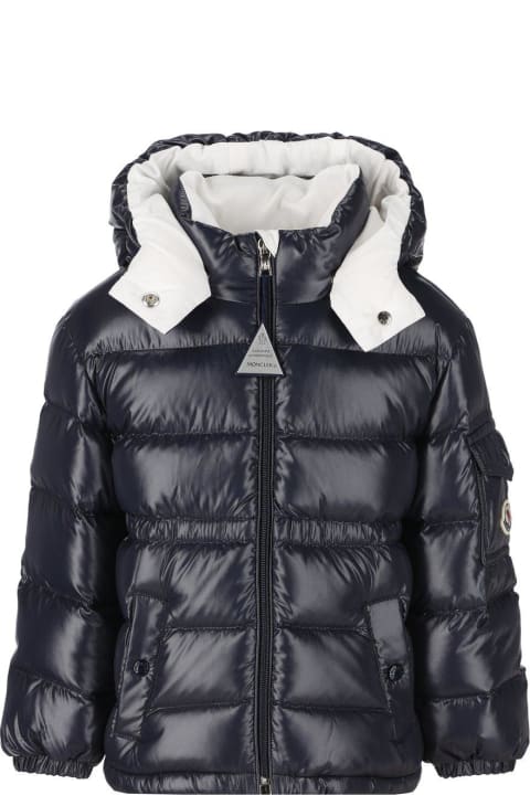 Topwear for Baby Girls Moncler Logo-patch Hooded Padded Jacket