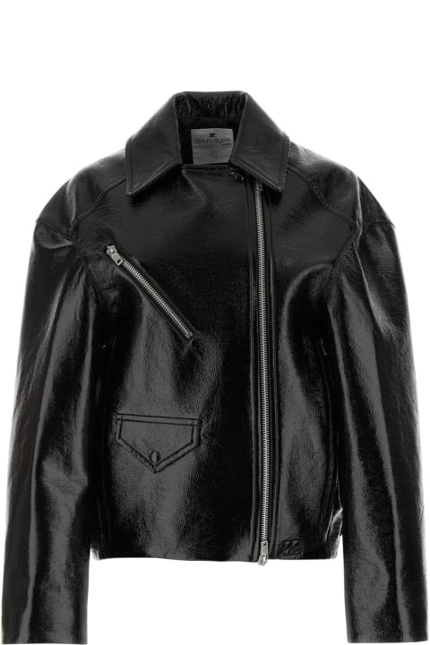 Coats & Jackets for Women Courrèges Black Vinyl Oversize Jacket