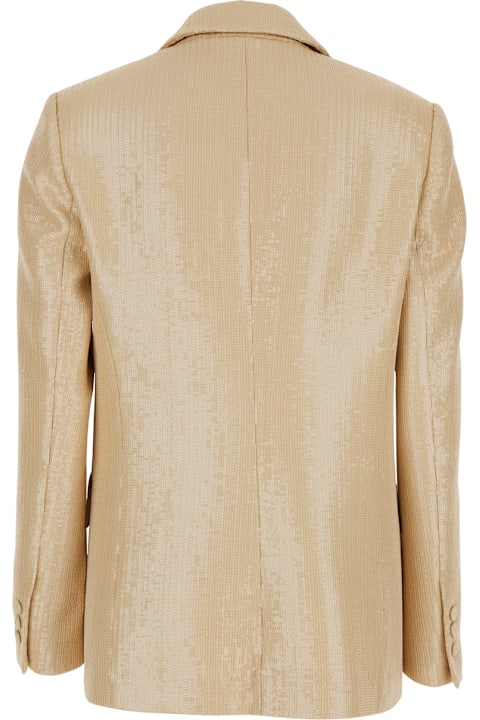 Homeware Federica Tosi Beige Jacket With All-over Sequins In Tech Fabric Woman