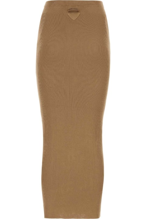 Skirts for Women Prada Biscuit Silk Skirt