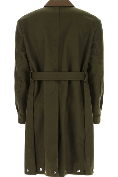 Fashion for Men Sacai Olive Green Felt Trench Coat