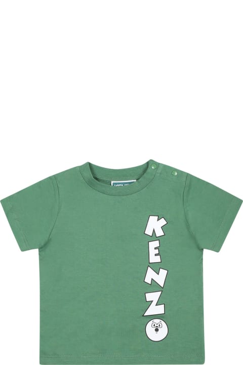 Topwear for Baby Girls Kenzo Kids Green T-shirt For Baby Boy With Logo
