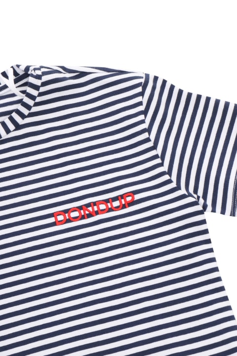 Dondup for Kids Dondup White And Blue Striped T-shirt