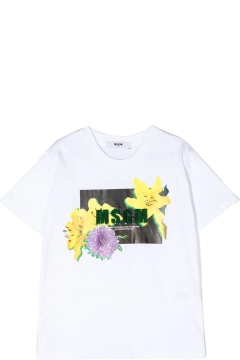 Kids White T-shirt With Logo And Graphic Print