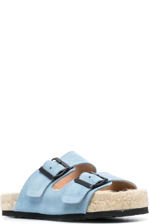 Manebì Woman's Nordic Slide Sandals In Pale Blue Suede