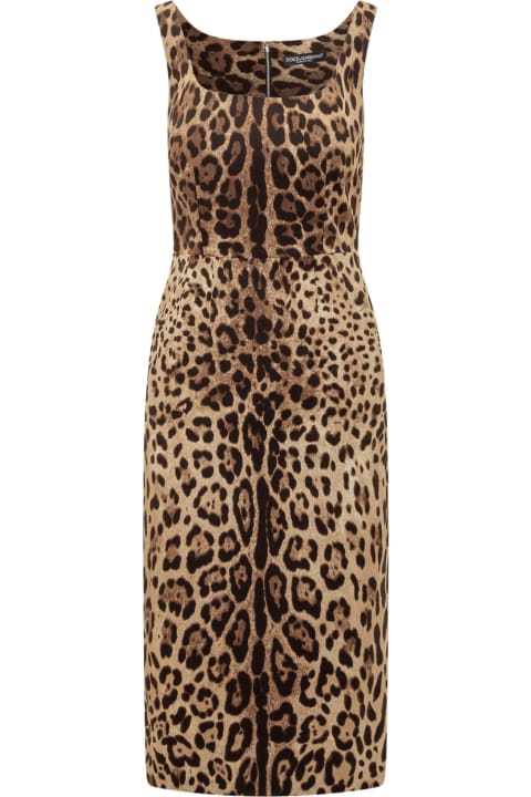 Kim X Dolce E Gabbana Leopard Charmeuse Midi Dress