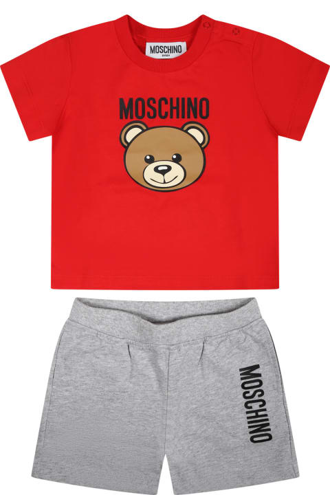Bottoms for Baby Girls Moschino Multicolor Set For Baby Boy With Teddy Bear And Logo