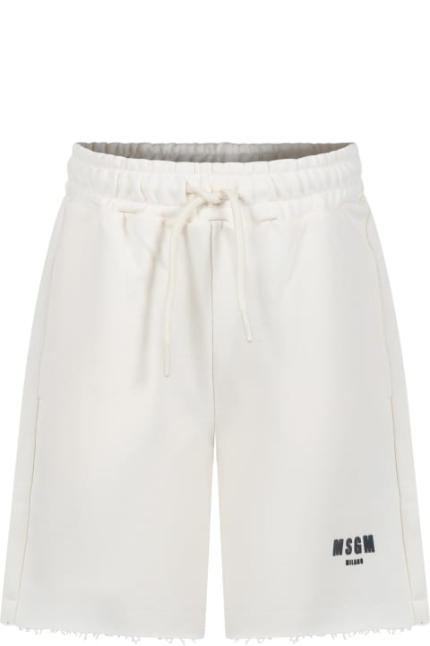 Bottoms for Boys MSGM Ivory Shorts For Boy With Logo
