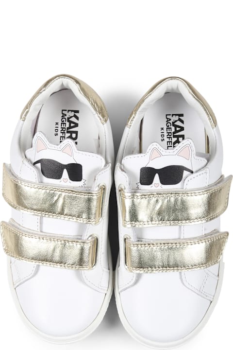 أدوات منزلية Karl Lagerfeld Kids White Sneakers For Girl With Choupette