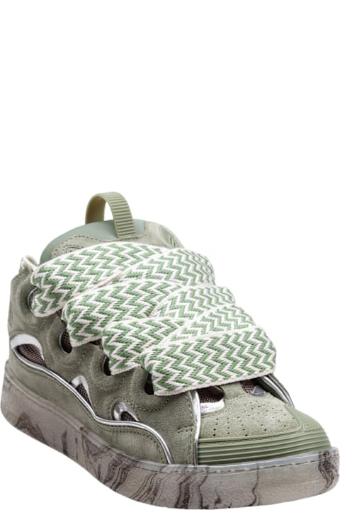 Lanvin for Kids Lanvin Curb Sneakers In Leather And Mesh Colour Green