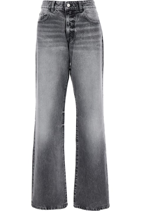 Homeware Icon Denim Grey Jeans With Wide Leg And Logo Patch On The Rear In Denim Woamn