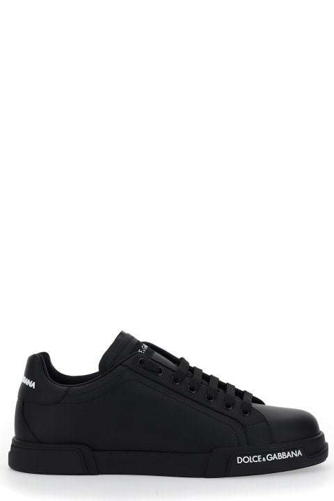 Dolce & Gabbana Shoes for Men Dolce & Gabbana Portofino Black Leather Sneakers