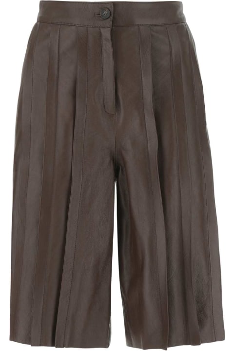 ウィメンズ新着アイテム Golden Goose Brown Leather Bermuda Shorts