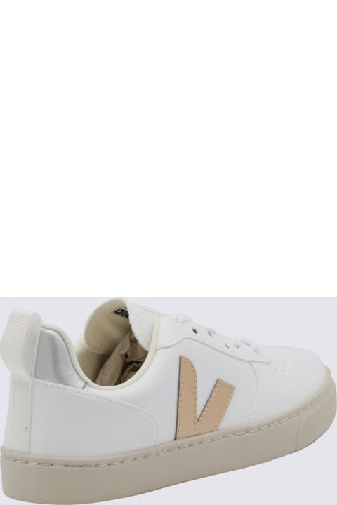 Veja Shoes for Girls Veja White Platine And Silver V-10 Sneakers