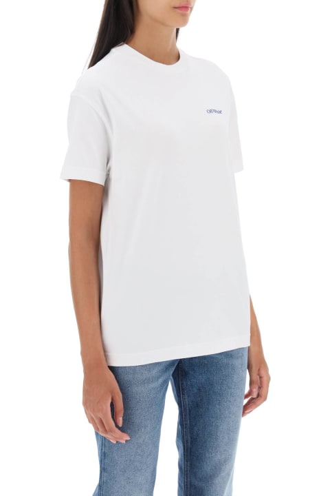 Off-White for Women Off-White Embroidered Diagonal Tab Casual T-shirt