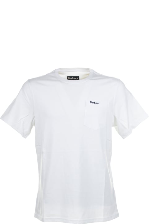 メンズ Barbourのトップス Barbour White T-shirt With Pocket And Logo