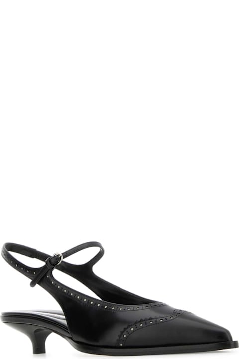 Miu Miu لـ Women Miu Miu Black Leather Brogue Pumps