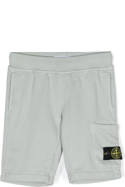 Bottoms for Boys Stone Island Pearl Grey Sports Shorts With Logo