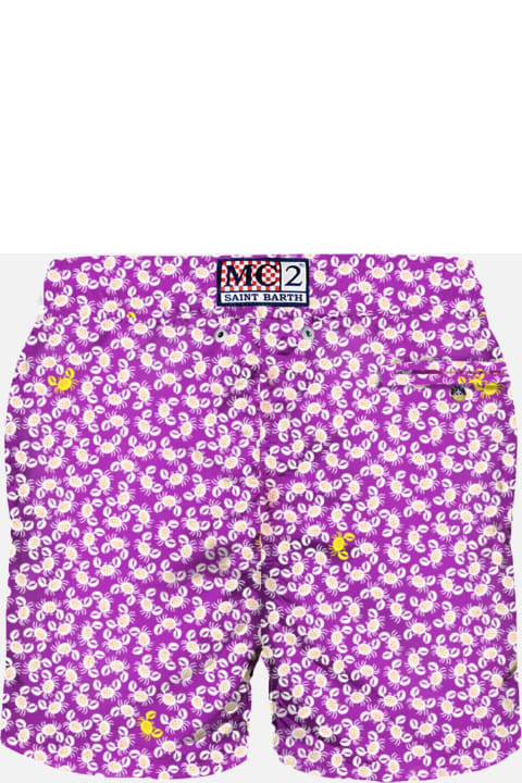 Homeware MC2 Saint Barth Man Light Fabric Swim Shorts With Crabs Print