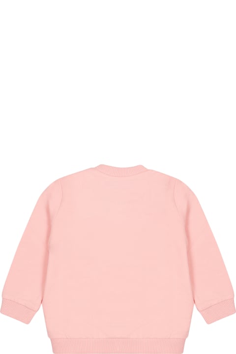 Topwear for Baby Girls Moschino Pink Sweatshirt For Babies With Teddy Bears And Logo