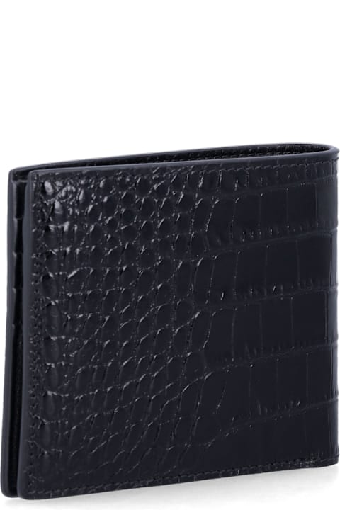 Homeware Tom Ford Tom Ford Black Croc-effect Leather Bi-fold Wallet