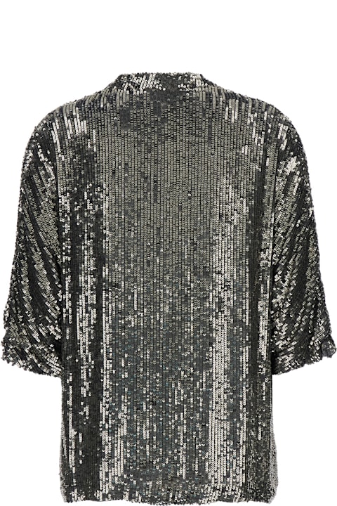 Parosh Clothing for Women Parosh Metallic Sequin Blouse With V Neck In Tech Fabric Woman