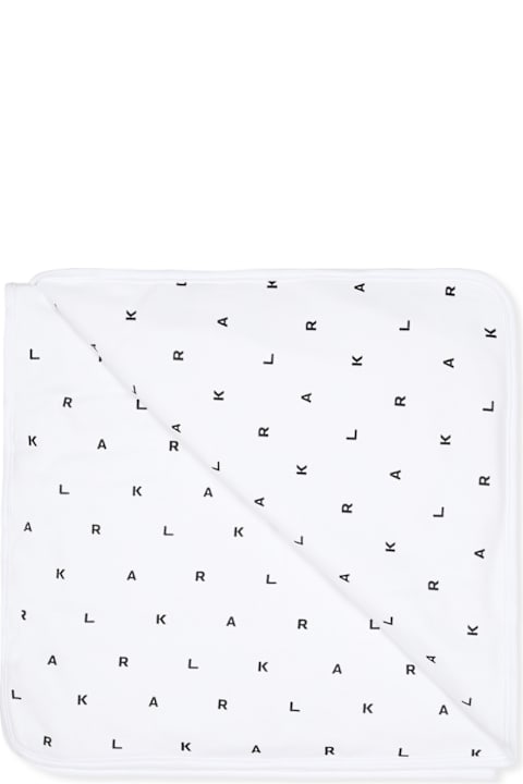 Accessories & Gifts for Baby Boys Karl Lagerfeld Kids White Blanket For Babykids With Choupette And Karl Lagerfeld