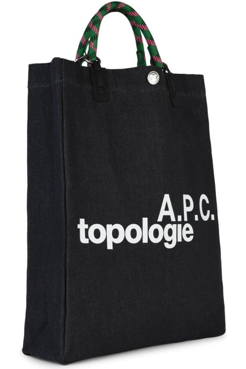 Totes for Men A.P.C. 'topologie' Blue Cotton Bag