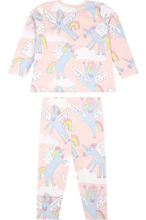 Bottoms for Baby Girls Stella McCartney Kids Pink Suit For Baby Girl With Unicorn