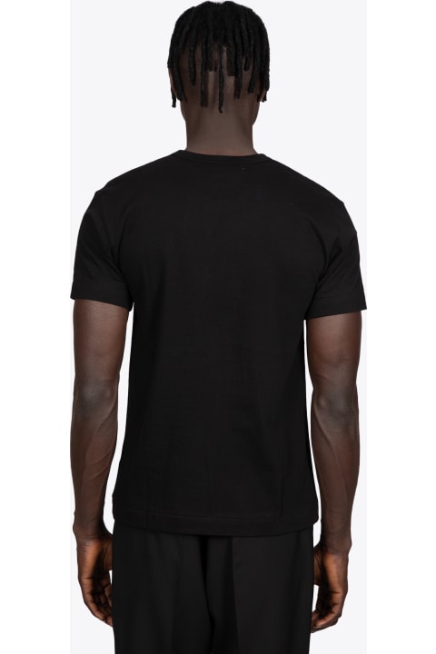 メンズ新着アイテム Comme des Garçons Play Men S T-shirt Knit Black cotton t-shirt with big heart print