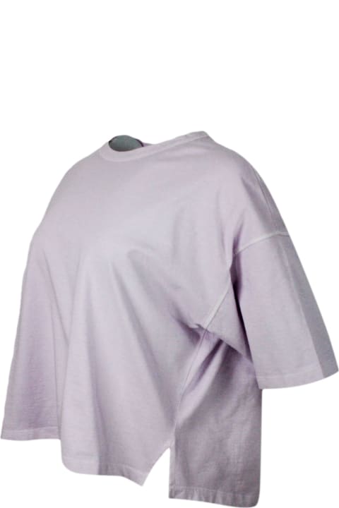 Malo Topwear for Women Malo Crew-neck, Short-sleeved T-shirt In 100% Soft Cotton, With An Oversized Fit And Vents On The Sides