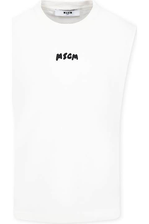 Homeware MSGM Ivory Tank Top For Boy With Logo