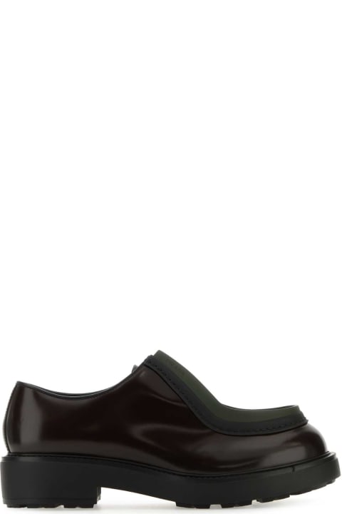 メンズ Pradaのローファー＆デッキシューズ Prada Dark Brown Leather Diapason Lace-up Shoes