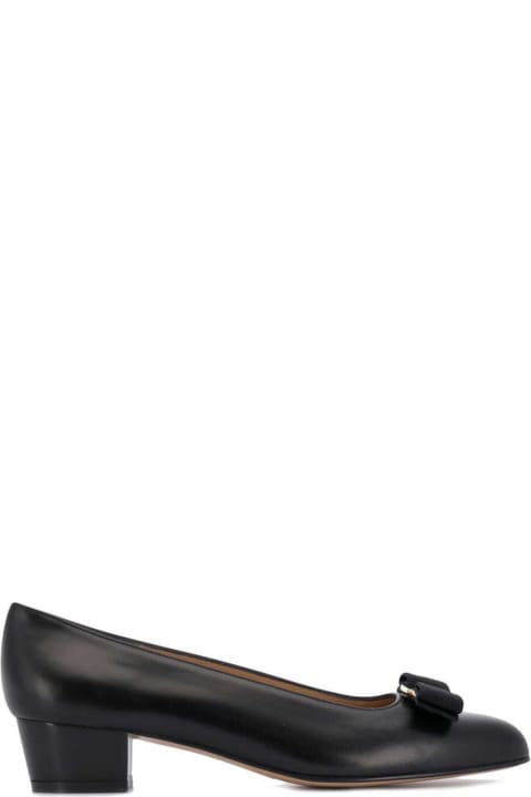 Shoes for Women Ferragamo Black Ballerinas With Heels In Leather Woman