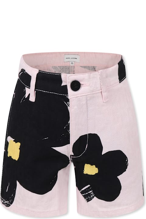 インテリア Little Marc Jacobs Pink Shorts For Girl With Logo And Flowers