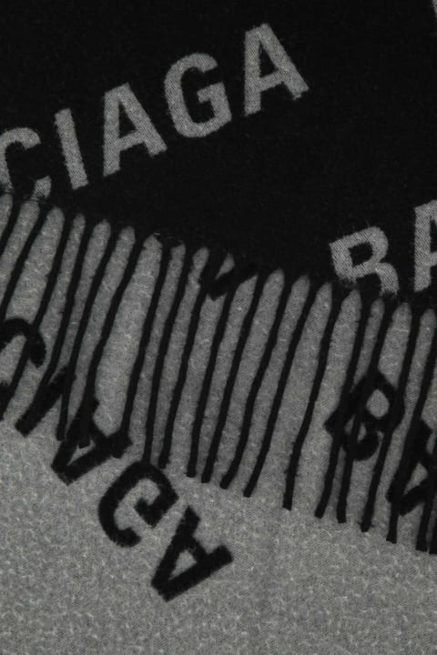 Scarves for Men Balenciaga Allover Logo Fringed Scarf