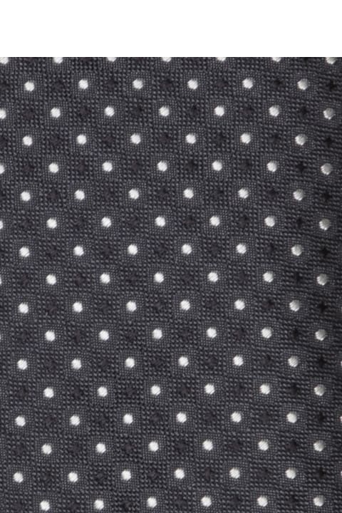 Canali Ties for Men Canali Polka Dot Blue/black/ White Tie