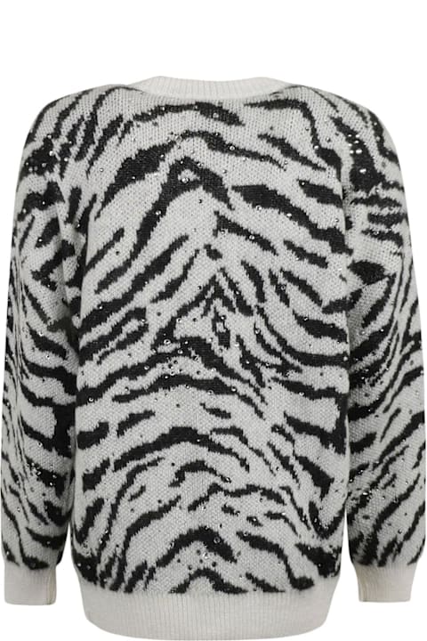 Alessandra Rich Sweaters for Women Alessandra Rich Zebra Printed V-neck Long-sleeved Cardigan