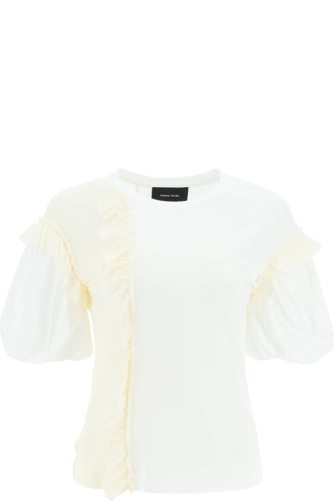 Simone Rocha Topwear for Women Simone Rocha Ruffled Jersey And Organdie T-shirt