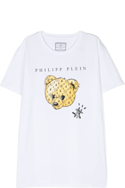 Philipp Plein T-shirt Bianca In Jersey Di Cotone Bambino