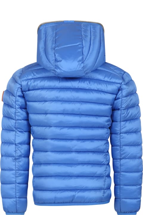 Save the Duck for Kids Save the Duck Light Blue Down Jacket Iris For Girl With Logo