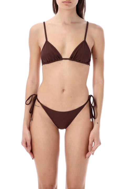 Swimwear for Women The Attico Bikini In Dark Briown Lycra Rib