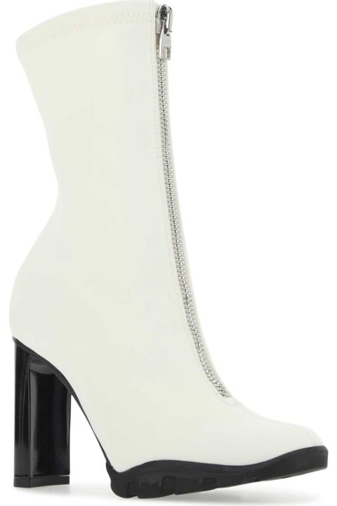 Alexander McQueen for Women Alexander McQueen Ivory Neoprene Slim Tread Boots